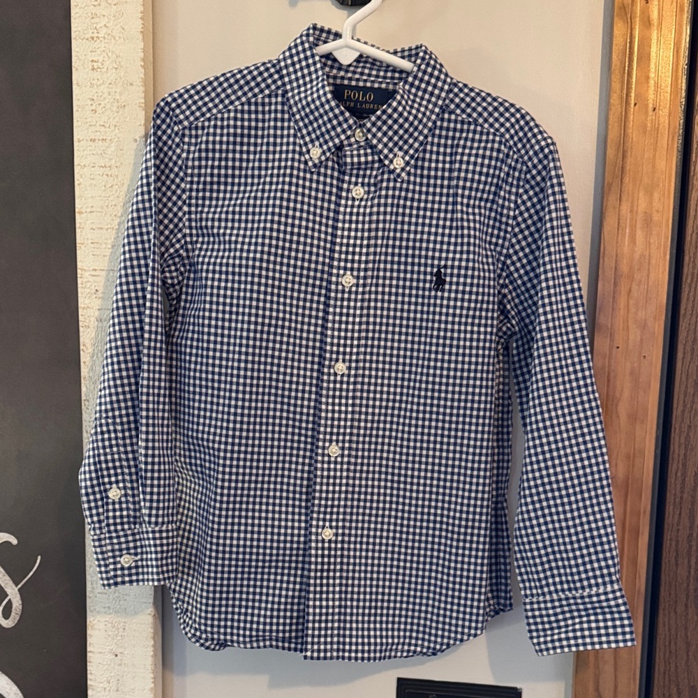 Polo by Ralph Lauren Boys Navy and White Gingham Shirt